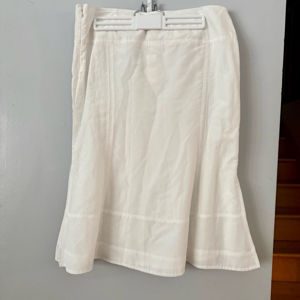 🌿🐛NWT Anthropologie White Sheer Seamed Fluted Silk/Cotton Blend Pencil Skirt - Picture 4 of 8